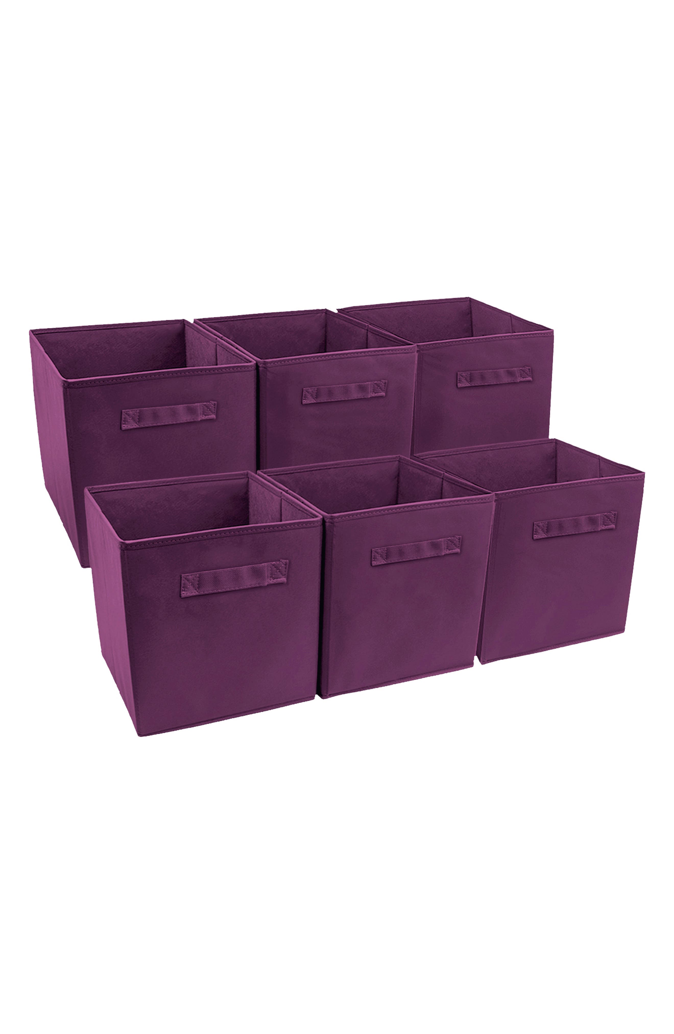 SORBUS Purple Foldable Storage Cube Basket Bin - Pack of 6