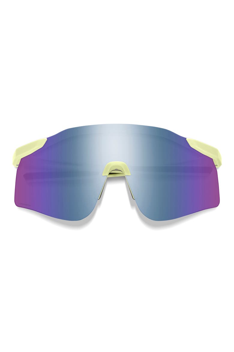 Defy 135mm ChromaPop™ Polarized Shield Sunglasses, Main, color, LICHEN / VIOLET MIRROR