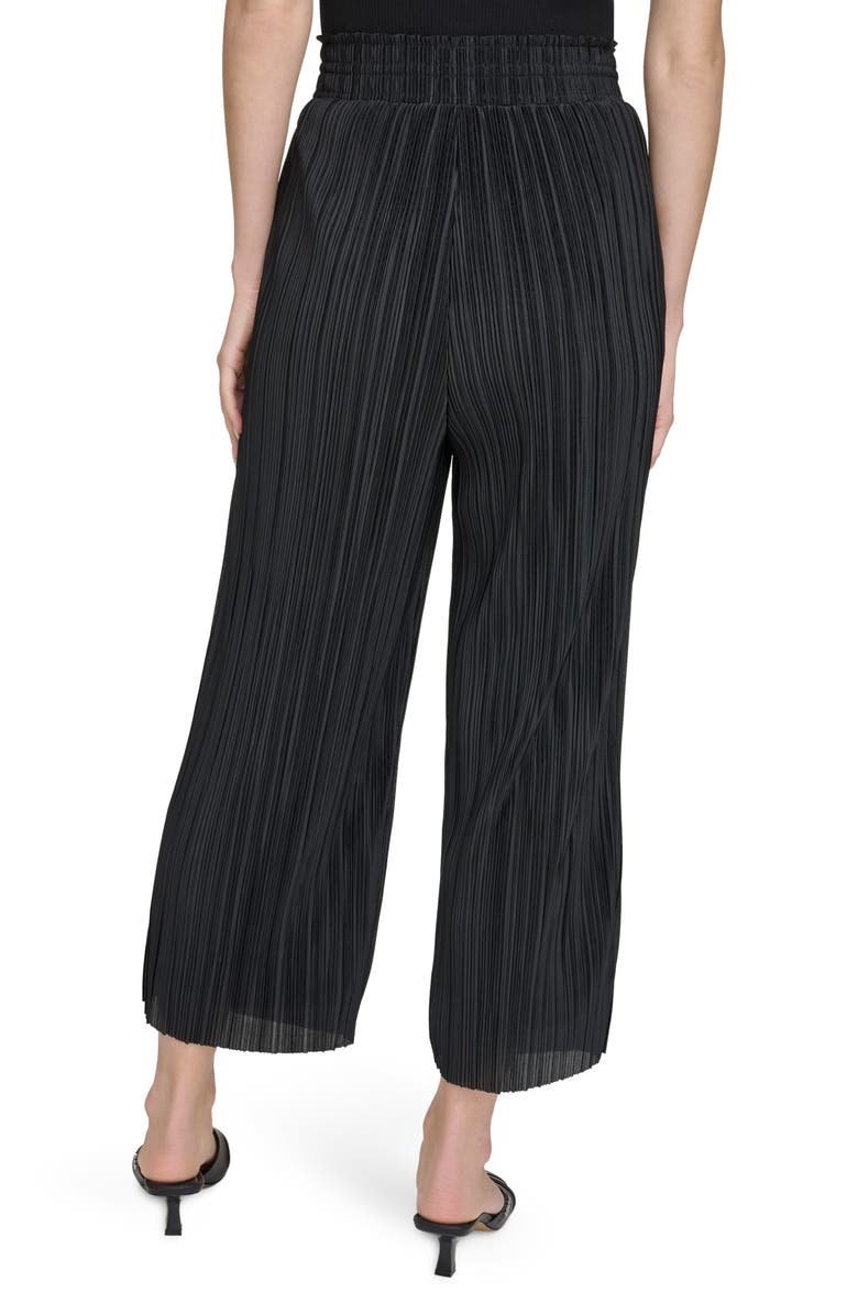 DKNY Pull-On Crop Wide Leg Plissé Pants, Alternate, color, 