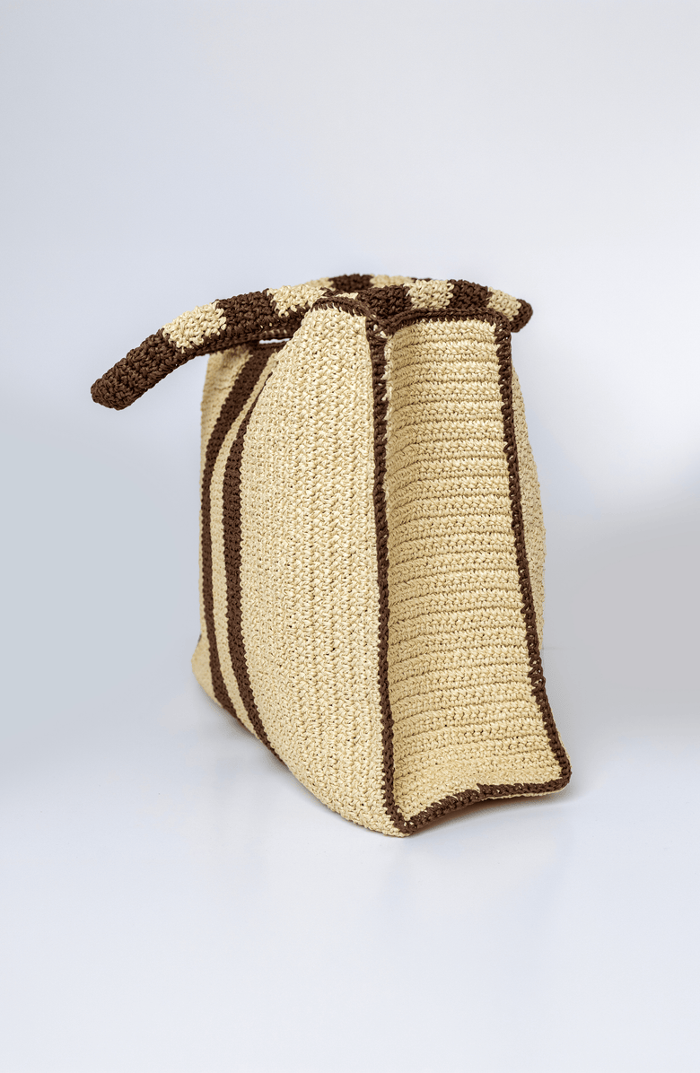 JURGI Riviera Stripe Bag, Main, color, Brown Stripe