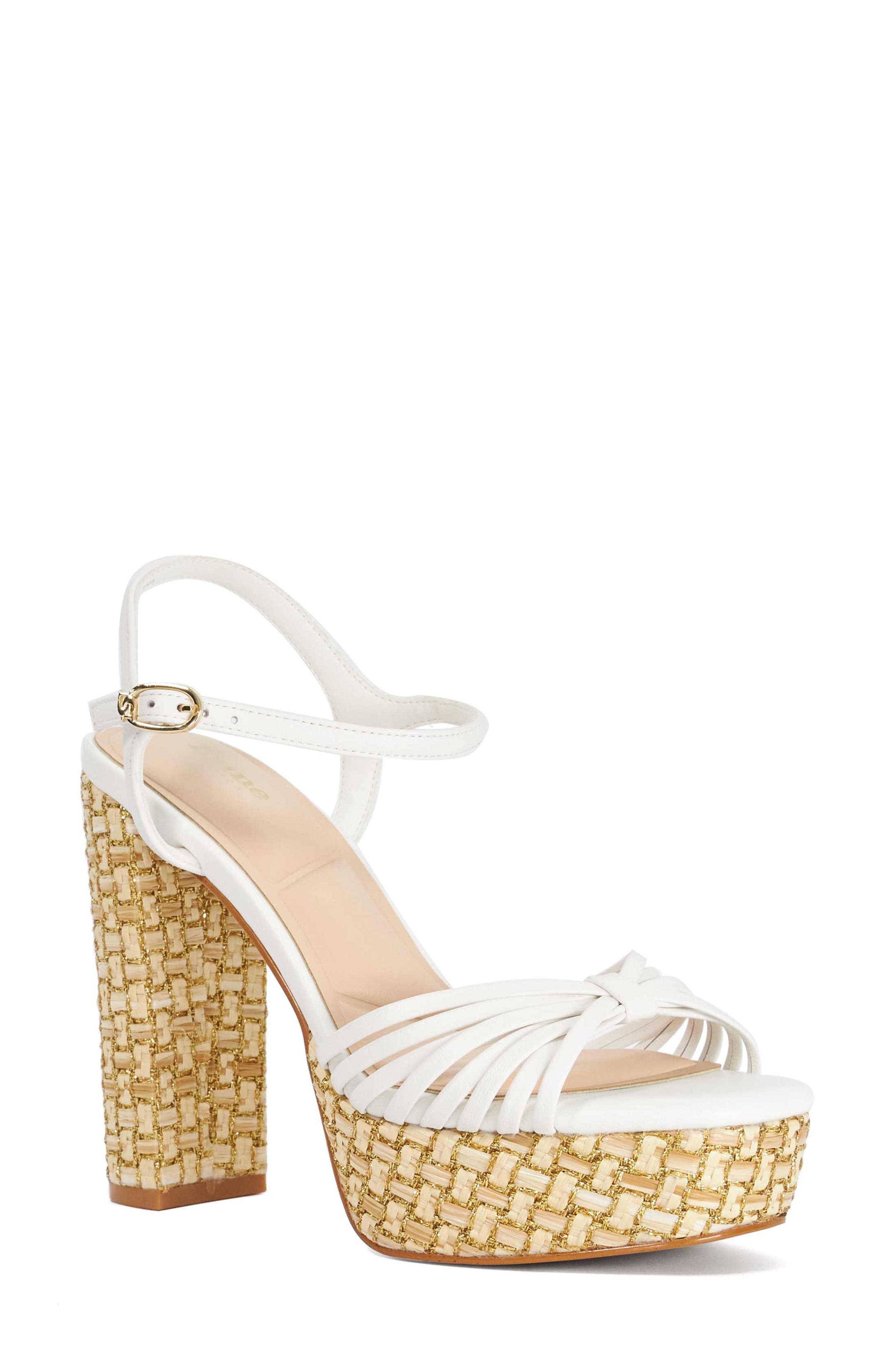 Dune London Minogue Ankle Strap Platform Sandal, Main, color, White