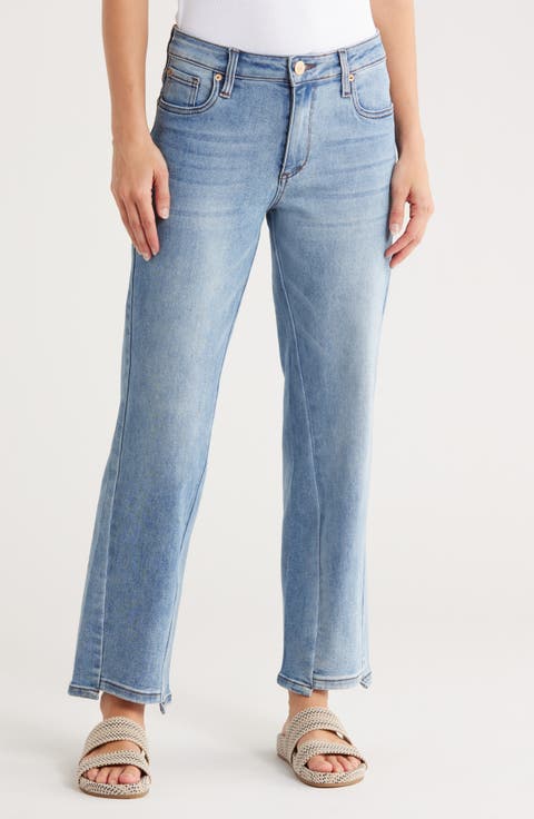 Faye Raw Step Hem Ankle Wide Leg Jeans (Starlite)
