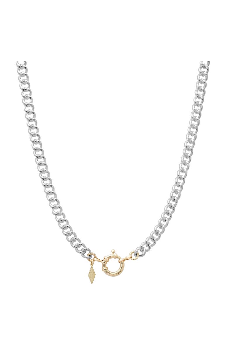 ELLIOT YOUNG Two Tone Sterling Silver Curb Chain Necklace with 14K Sailor Lock, Main, color, Silver-Gold