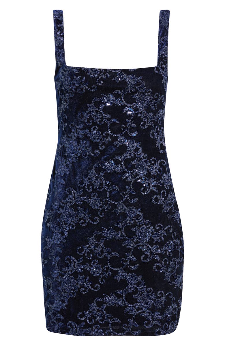 Jump Apparel Sequin Sleeveless Velvet Dress, Alternate, color, Navy