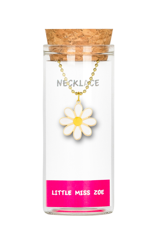 Little Miss Zoe Flower Charm Necklace In White