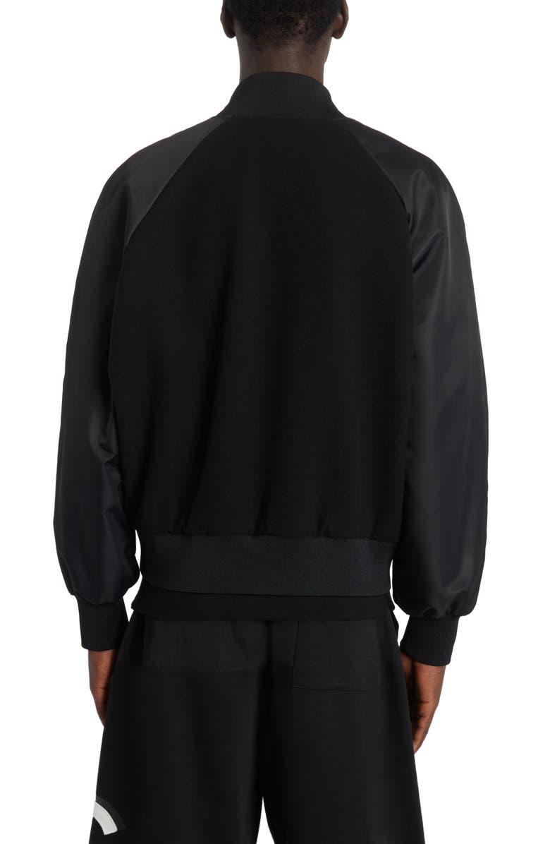 Dolce&Gabbana Mixed Media Padded Bomber Jacket, Alternate, color, Nero