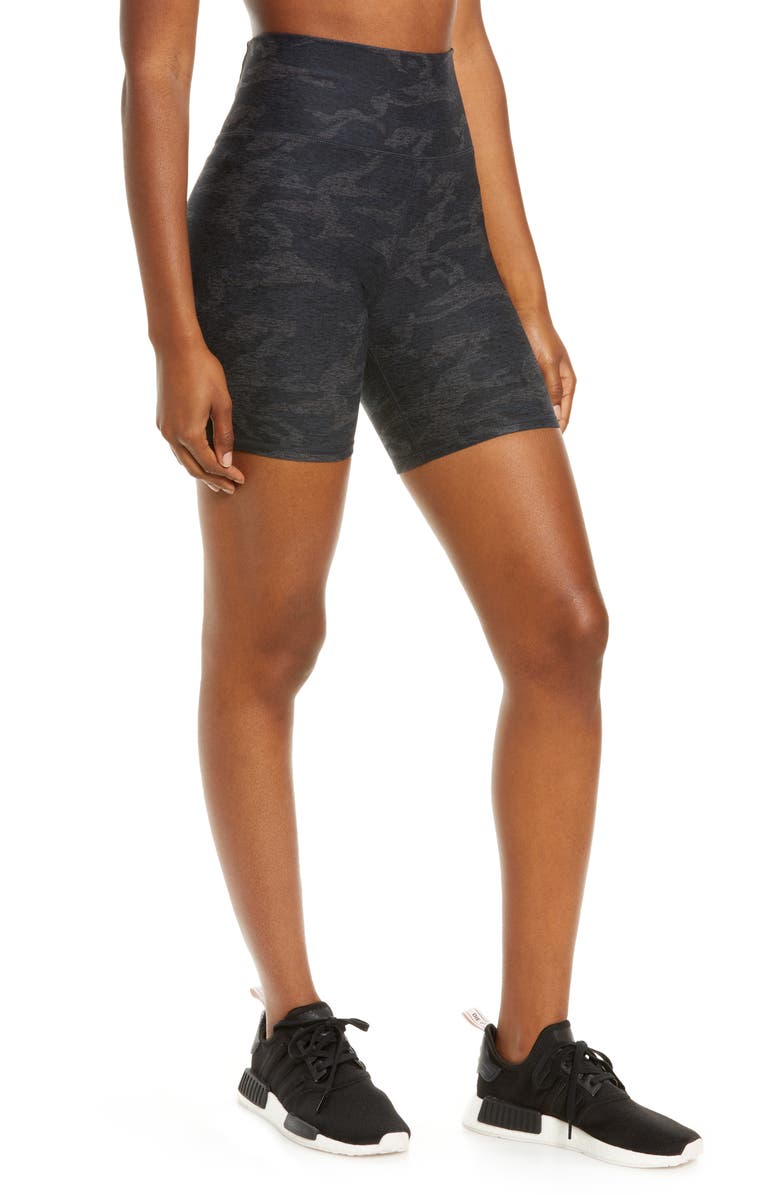 Vuori Clean Elevation High Waist Bike Shorts, Alternate, color, Black Camo