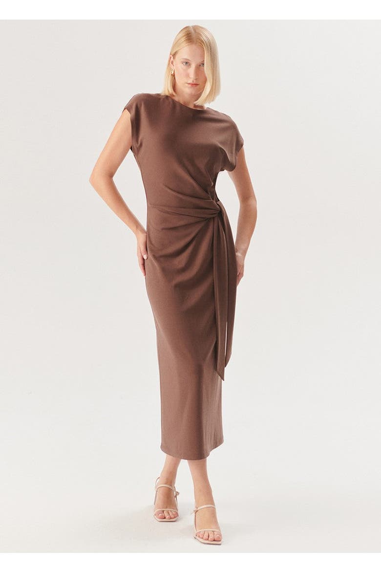 Rory Knit Midi Dress, Alternate, color, BROWN