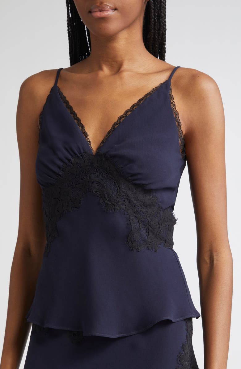 Veronica Beard Lindsey Lace Detail Camisole, Alternate, color, Navy