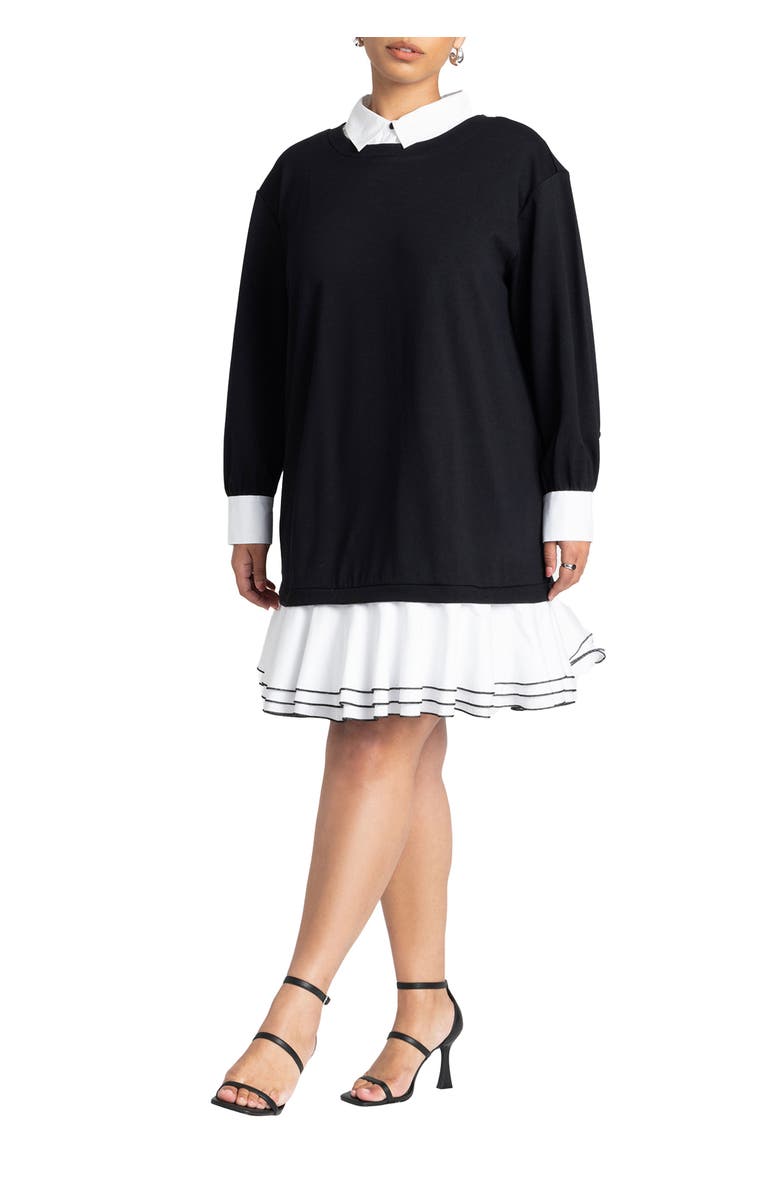 ELOQUII Twofer Mini Shirt Dress, Main, color,