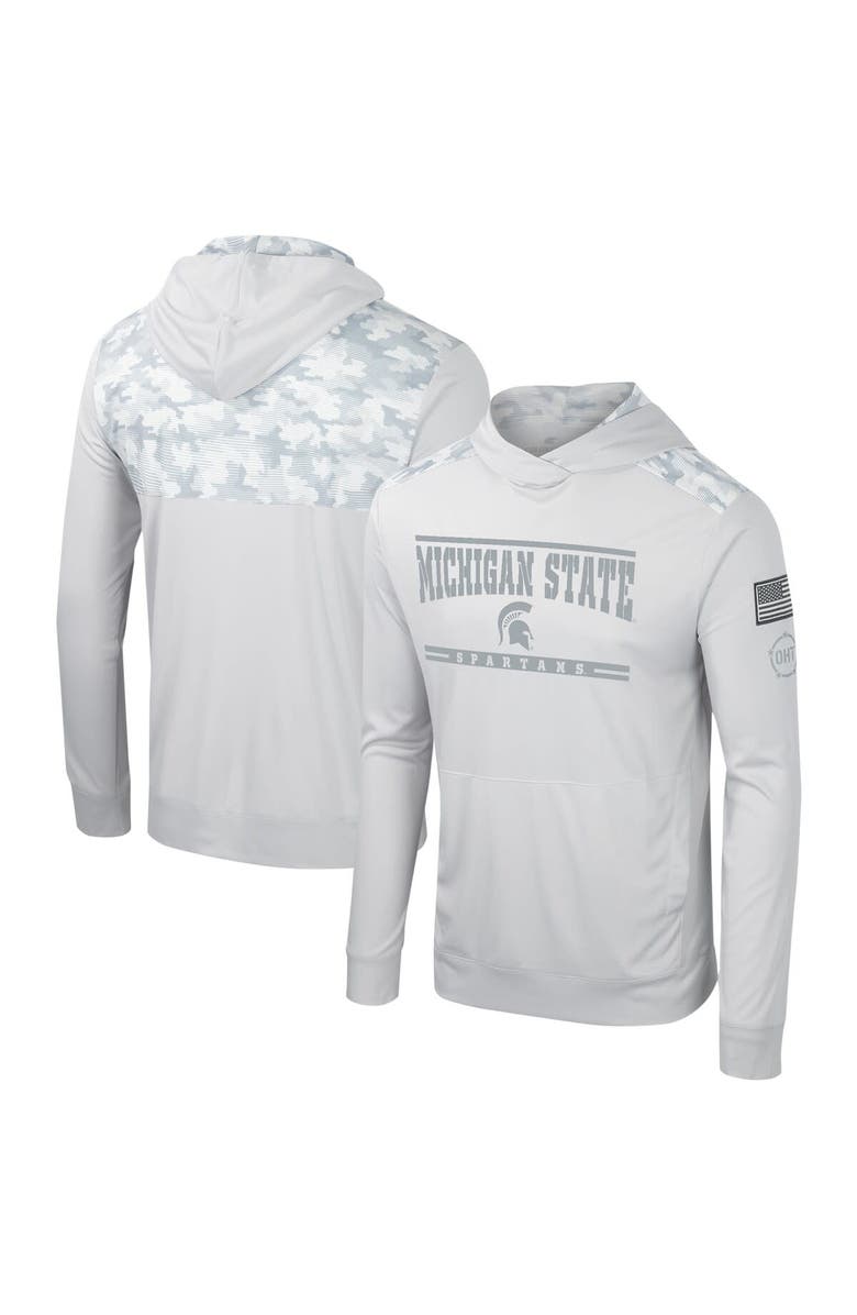 COLOSSEUM Men's Colosseum Gray Michigan State Spartans OHT Military Appreciation Long Sleeve Hoodie T-Shirt, Main, color, Gray
