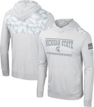 COLOSSEUM Men's Colosseum Gray Michigan State Spartans OHT Military Appreciation Long Sleeve Hoodie T-Shirt