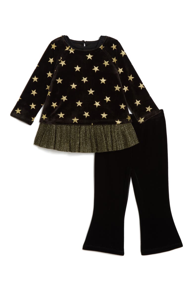 Camilla Star Print Velvet Top, Tanki & Pants Set, Main, color, BLACK
