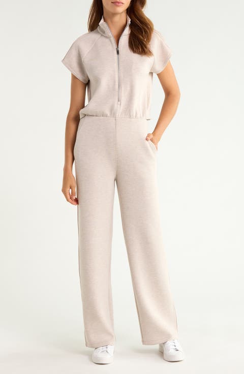Pintuck Half Zip Jumpsuit