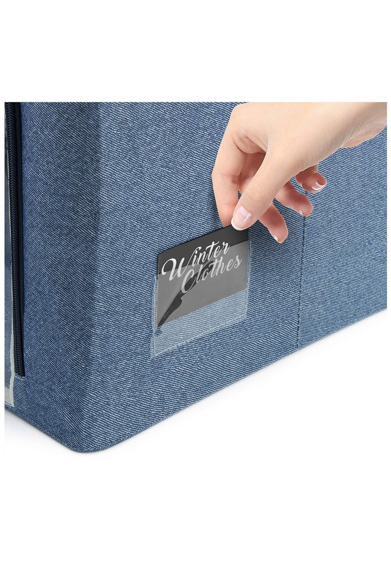 Set of 2 Stackable Foldable Organizer Bins, Alternate, color, BLUE