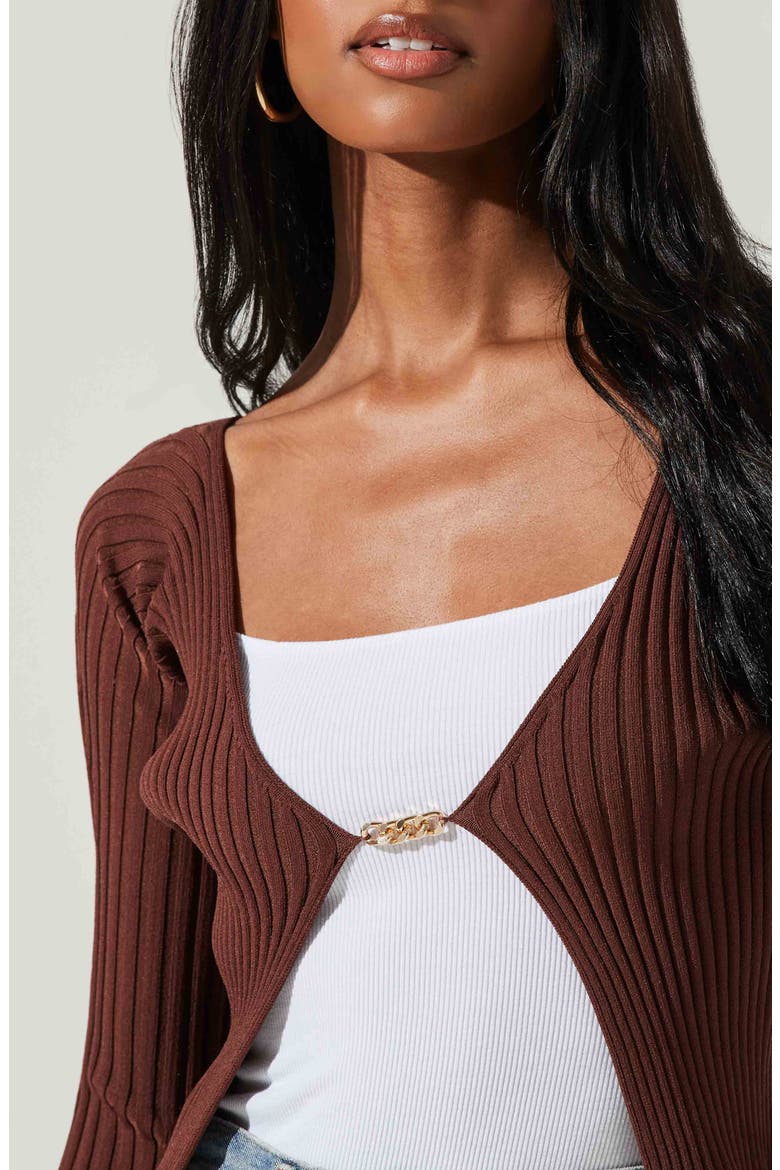 Angelique Rib Cardigan, Alternate, color, BROWN