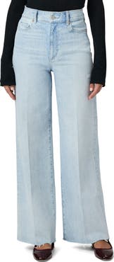 PAIGE Anessa Raw Hem High Waist Wide Leg Jeans
