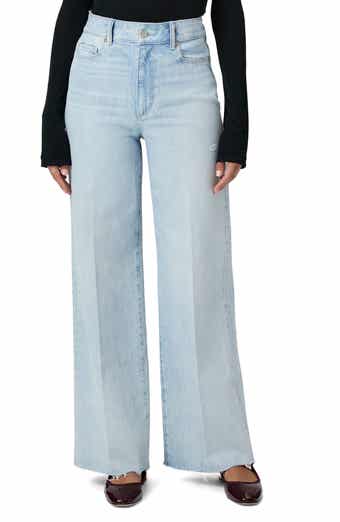 PAIGE Anessa Raw Hem High Waist Wide Leg Jeans