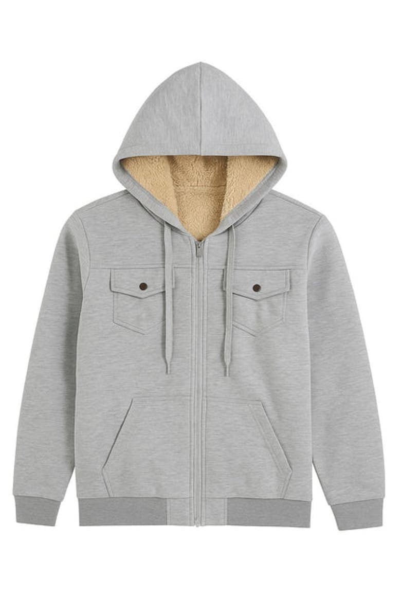 BenBen 2 Pack Mens Heavyweight Fur Lined Zip Hoodie Jacket, Alternate, color, Black/Grey