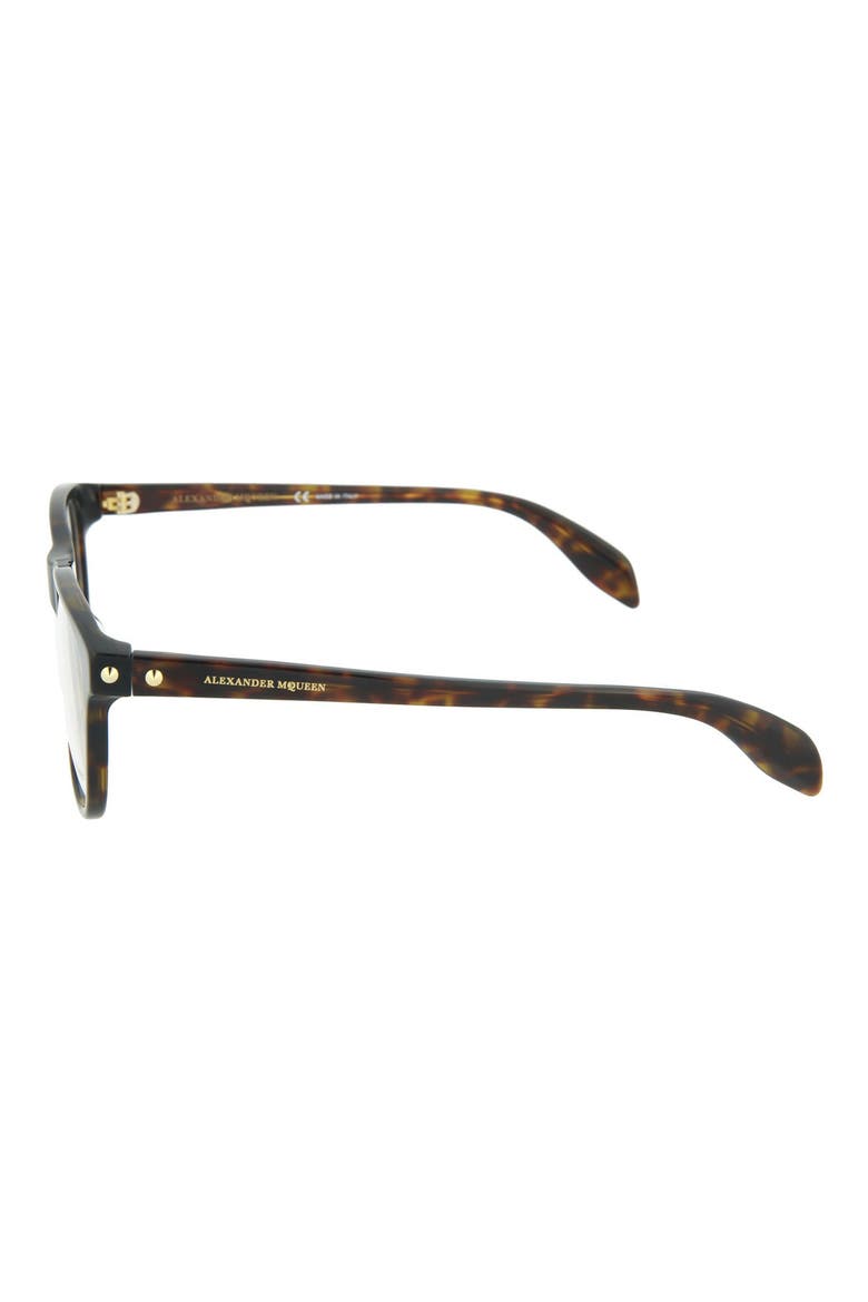 Alexander McQueen 53mm Rectangle Optical Frames, Alternate, color, SHINY CLASSIC HAVANA/ TRN