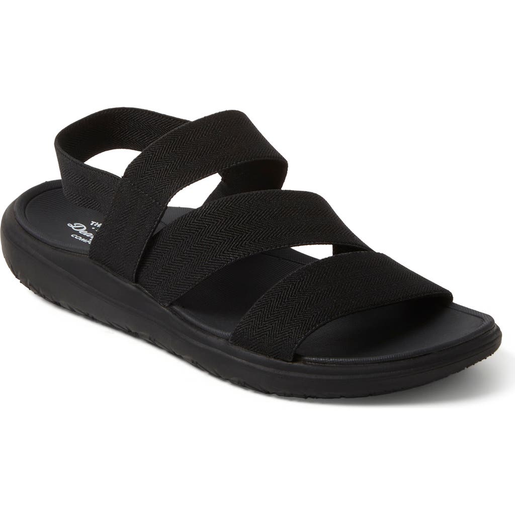 Dearfoams Emilia Elastic Gore Strappy Sandal In Black