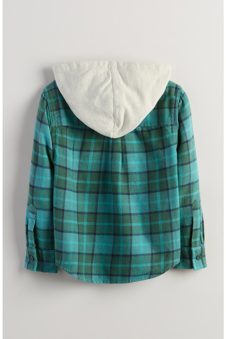 Kids' Hooded Flannel Shirt, Alternate, color, GREEN SMOKE JUNE PLAID