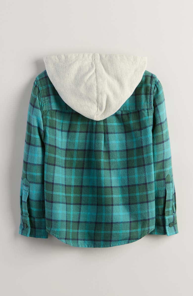 Tucker + Tate Kids' Hooded Flannel Shirt, Alternate, color, Green Smoke June Plaid