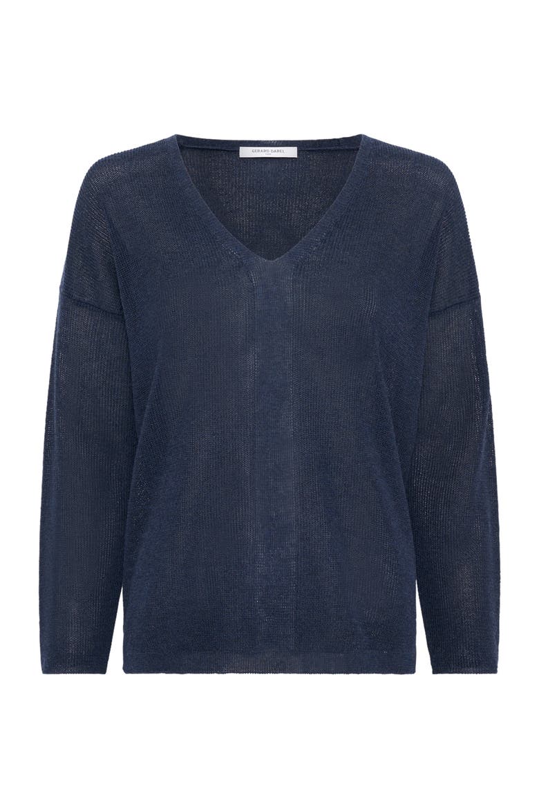 Layla V-Neck Sweater, Alternate, color, Navy Blue