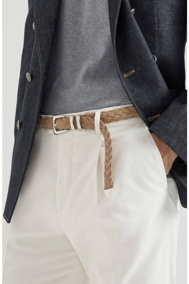 Reversed calfskin braided belt with tip, Alternate, color, Hazelnut