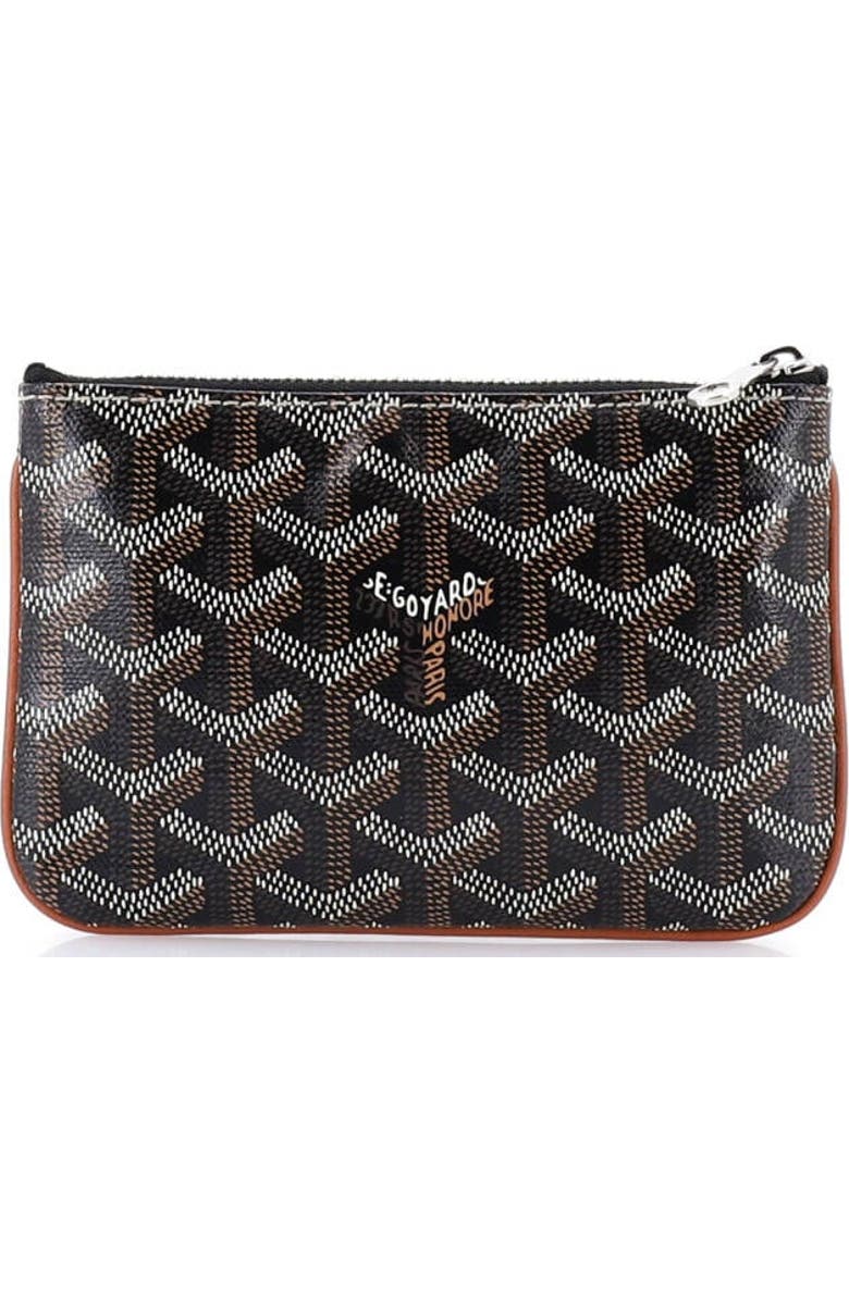 Pre-Owned Goyard Senat Zip Pouch Coated Canvas Mini, Alternate, color, Brown