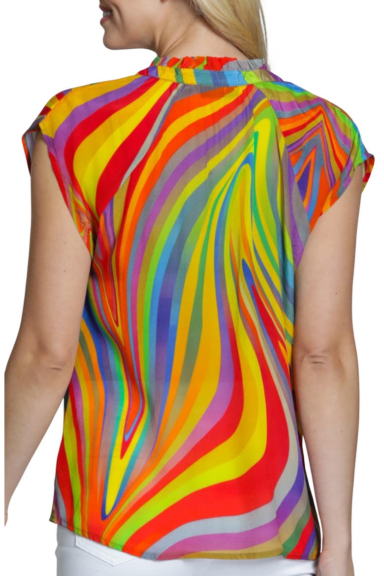 Cap Sleeve Shell Top, Alternate, color, REDYELLOW MULTI