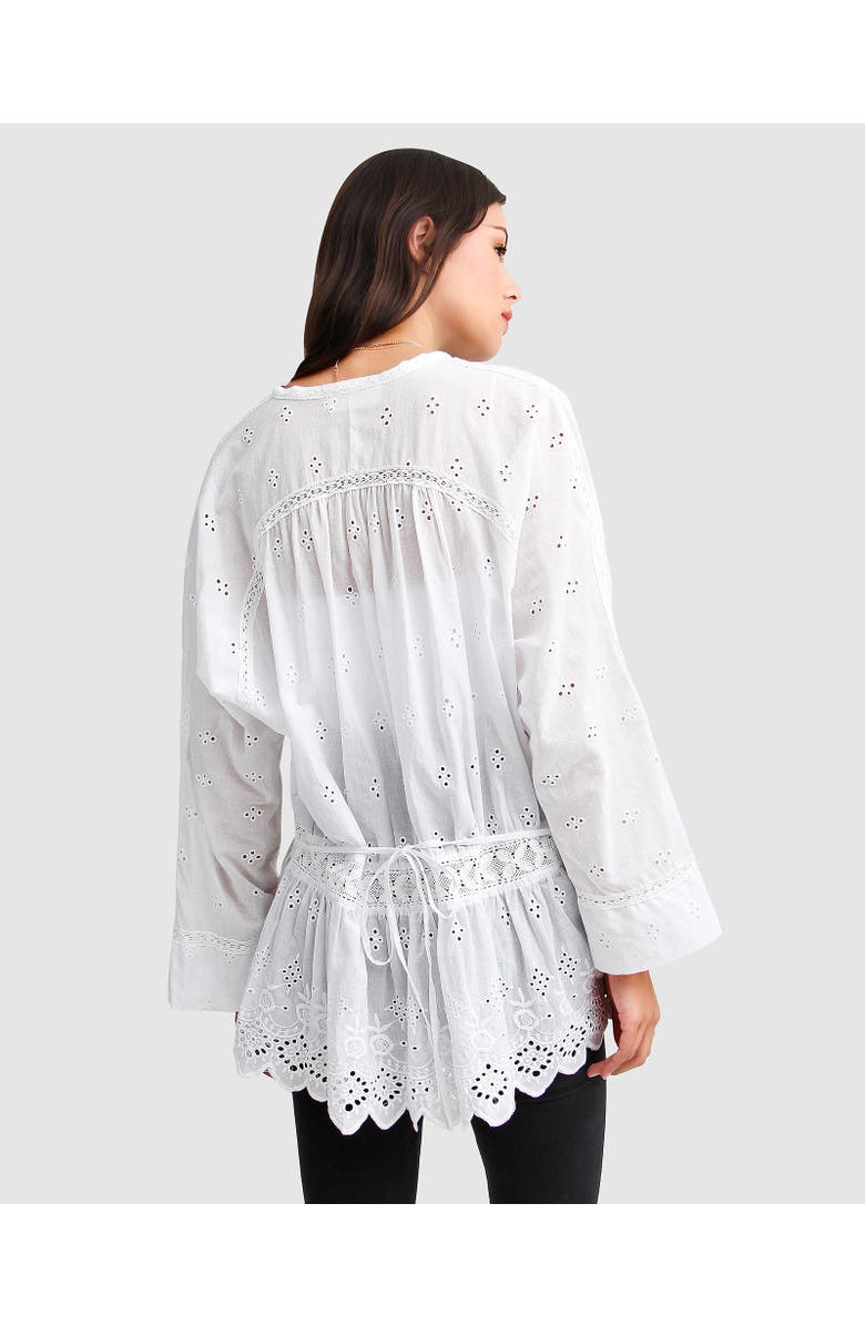 Belle & Bloom Unbutton Me Eyelet Button Down Shirt, Alternate, color, White