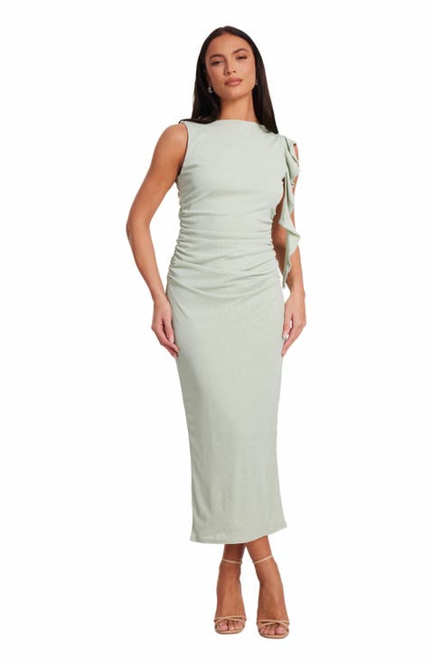 Jersey Frill Detail Midi Dress