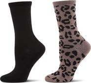MeMoi Leopard Assorted 2-Pack Crew Socks