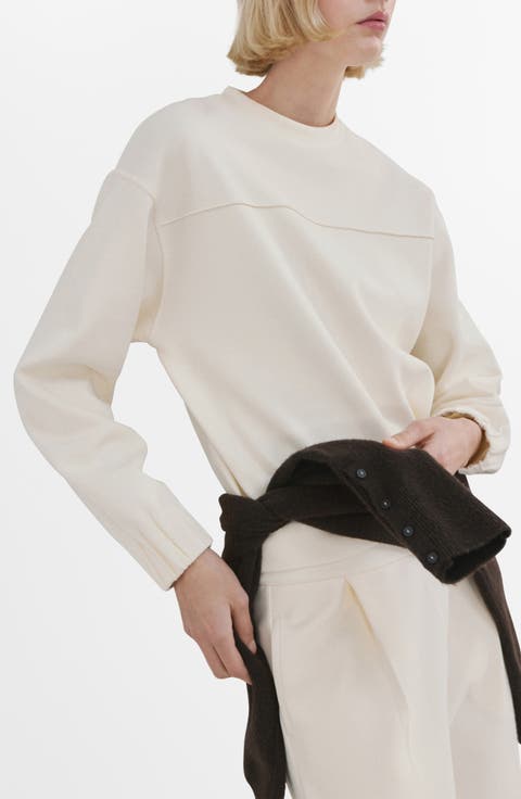 Ruched Sleeve Sweatshirt (Regular & Plus)