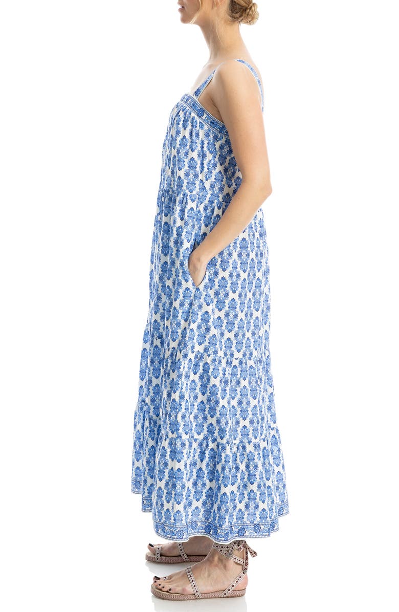 MAX STUDIO Floral Tiered Cotton Blend Maxi Dress, Alternate, color, 