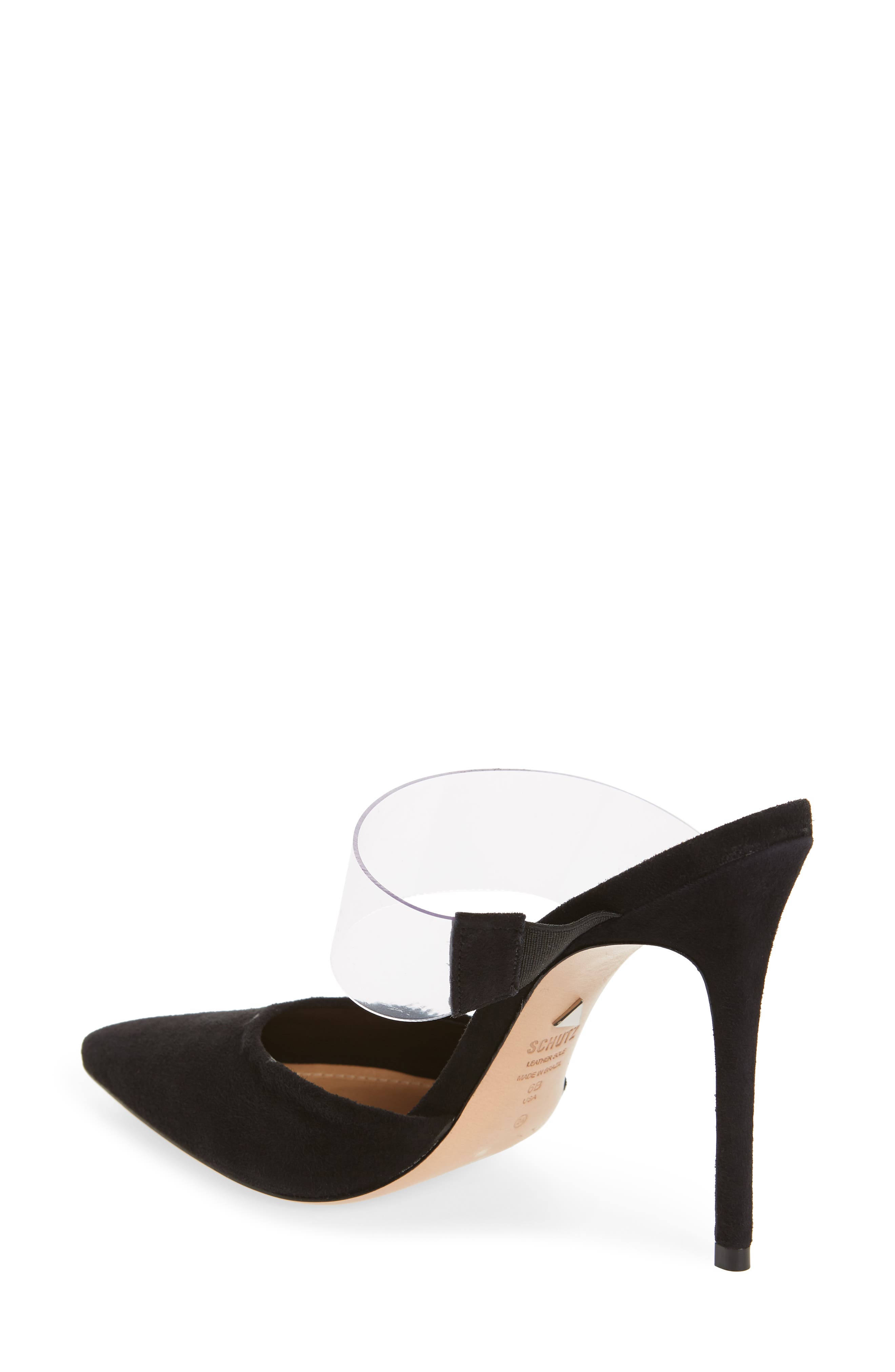 Schutz Sionne Clear Strap Pointed Toe Mule, Alternate, color, 