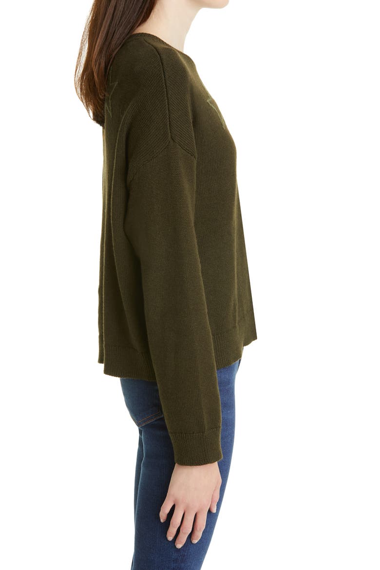 Perci Outline Stars Cotton & Cashemere Sweater, Alternate, color, OLIVE OUTLINE STARS