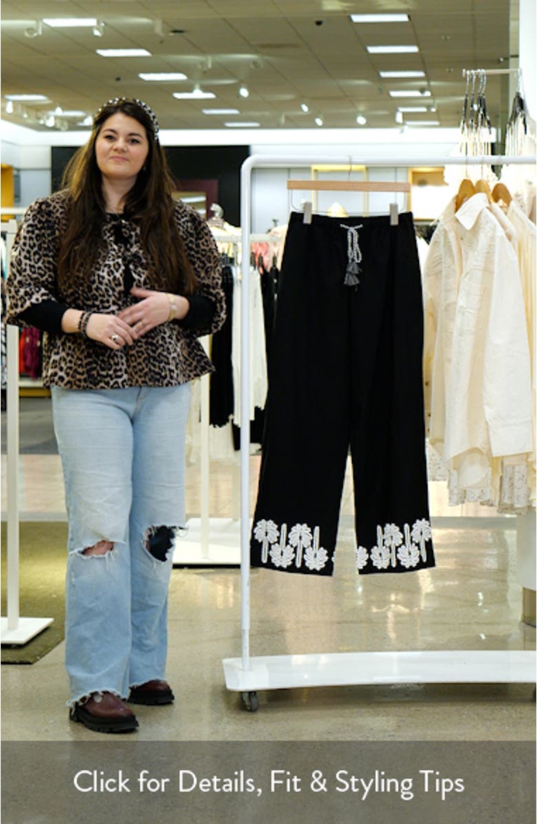 Emmie Rickrack Palm Drawstring Pants, sales video thumbnail