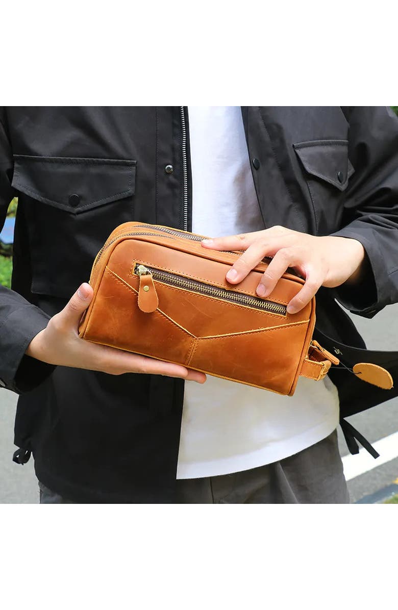 STEEL HORSE LEATHER The Nomad Toiletry Bag | Genuine Leather Travel Toiletry Bag, Alternate, color, Brown