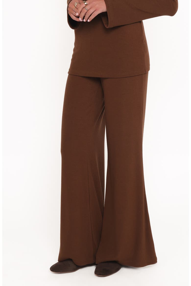 Selly Knit Top & Wide Leg Pants Set, Alternate, color, BROWN
