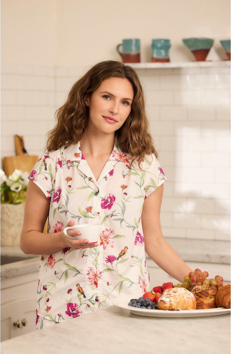 The Cat's Pajamas Luxe Pima Capri Print Set, Alternate, color, Rosa & Bird