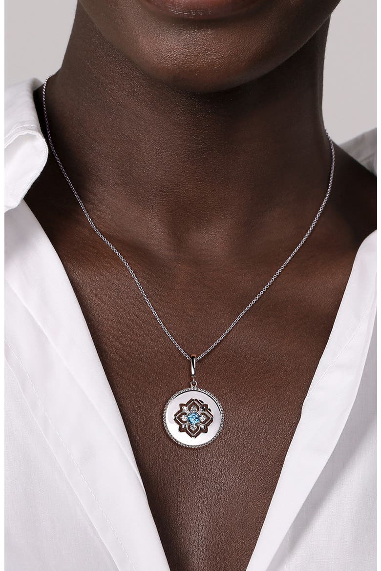 Bujukan Gemstone & Sterling Silver Medallion Pendant, Alternate, color, BLUE/ STERLING SILVER