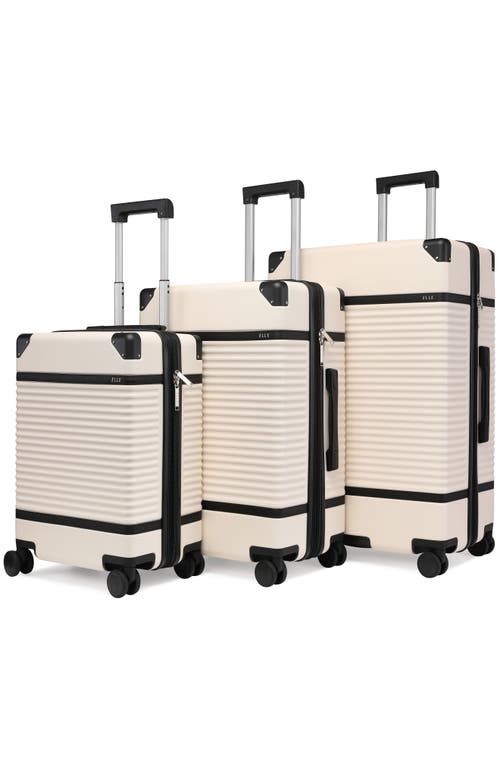 Elle Bville 3 Piece Expandable Retro Spinner Luggage Set In Gold