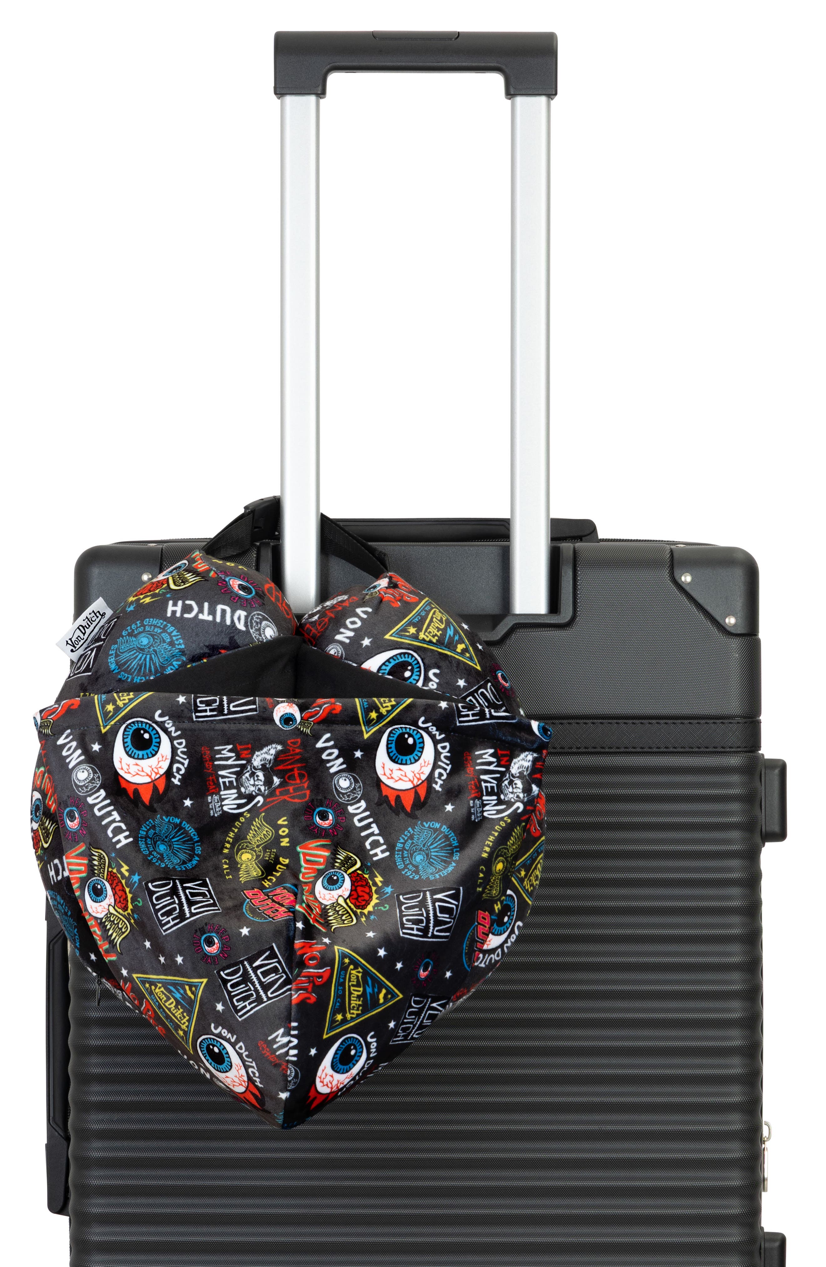 Von Dutch Jax Hooded Memory Foam Travel Neck Pillow, Alternate, color, Black