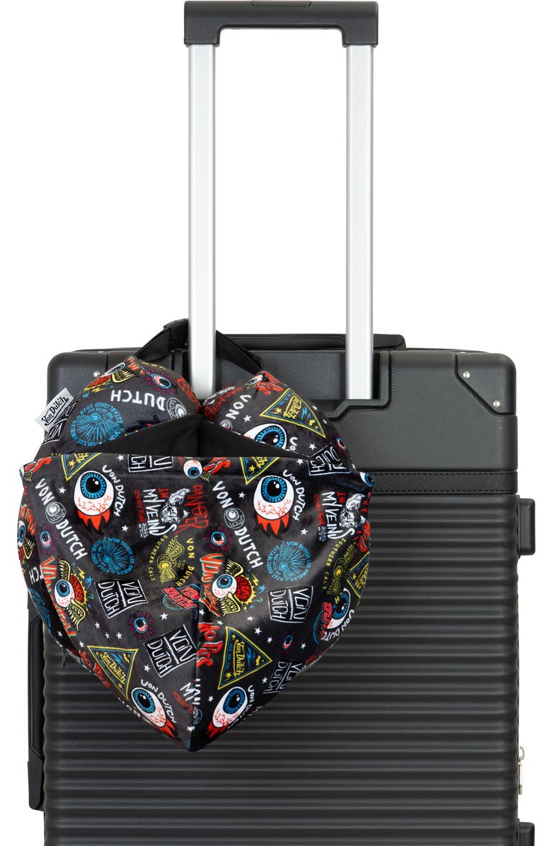 Von Dutch Jax Hooded Memory Foam Travel Neck Pillow, Alternate, color, Black