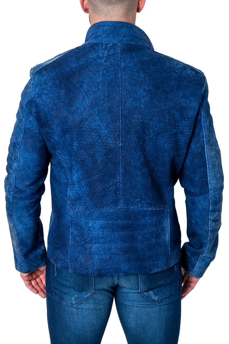 Gene Blue Leather Jacket, Alternate, color, BLUE
