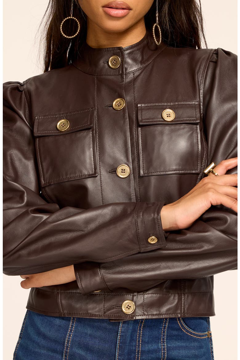 Elsa Leather Jacket, Alternate, color, HERITAGE BROWN