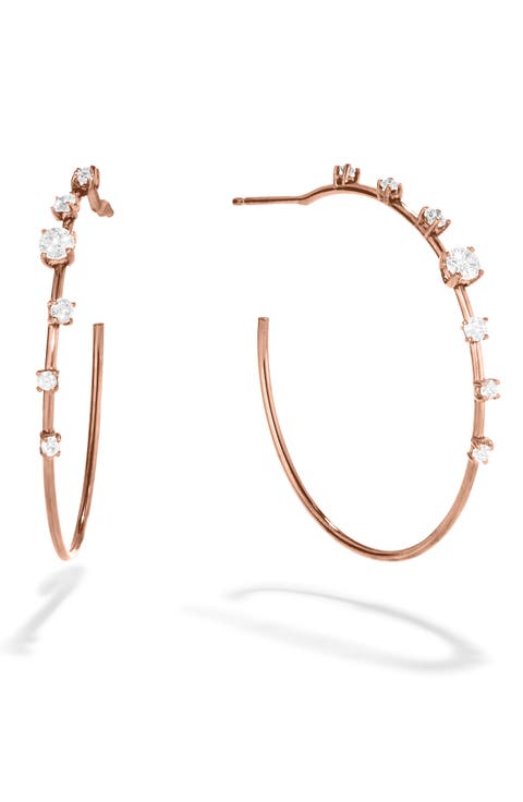 Scattered Diamond Wire Hoop Earrings