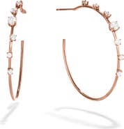 LANA Scattered Diamond Wire Hoop Earrings